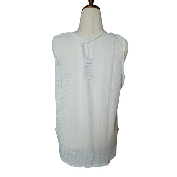 ROSRISS Tank-Top Sleeveless‎ Loose Fit Pleated Square Neck Eyelet NWT 2XL - Picture 3 of 7